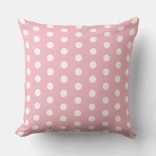 White Polka Dots on Light Pink Cushion