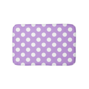 White polka dots on lilac bath mat