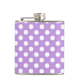 White polka dots on lilac hip flask