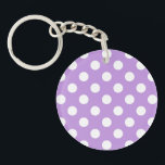 White polka dots on lilac key ring<br><div class="desc">White polka dots on lilac</div>