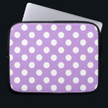 White polka dots on lilac laptop sleeve<br><div class="desc">White polka dots on lilac</div>