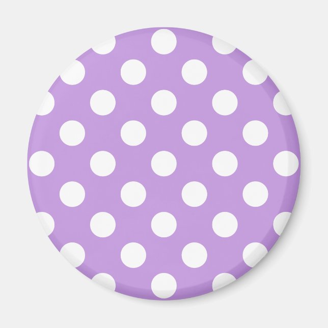 White polka dots on lilac magnet (Front)