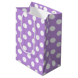 White polka dots on lilac medium gift bag