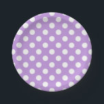 White polka dots on lilac paper plate<br><div class="desc">White polka dots on lilac</div>