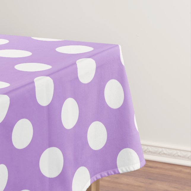 White polka dots on lilac tablecloth (In Situ)