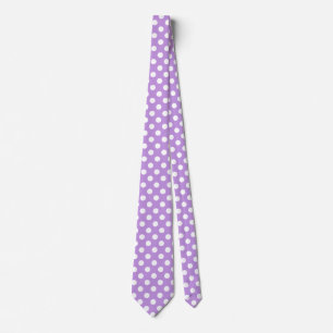 White polka dots on lilac tie