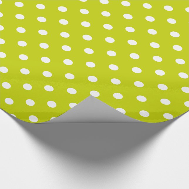 White Polka Dots on Lime Green Wrapping Paper (Corner)