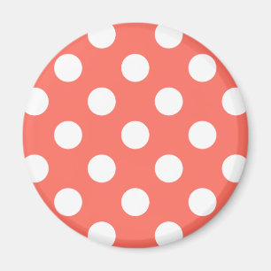 White polka dots on living coral magnet
