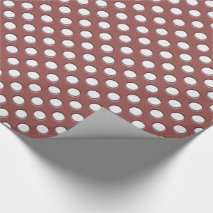 White Polka Dots on Marsala Wrapping Paper