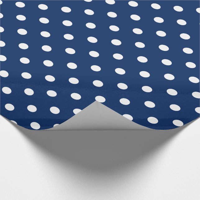 White Polka Dots on Navy Blue Wrapping Paper (Corner)