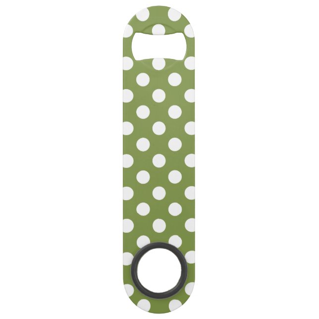 White polka dots on olive green (Front)