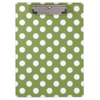 White polka dots on olive green