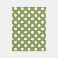 White polka dots on olive green