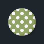 White polka dots on olive green magnet<br><div class="desc">White polka dots on olive green</div>