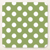 White polka dots on olive green