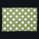 White polka dots on olive green tea towel<br><div class="desc">White polka dots on olive green</div>
