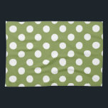 White polka dots on olive green tea towel<br><div class="desc">White polka dots on olive green</div>