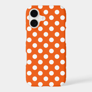 White polka dots on orange