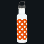 White polka dots on orange 710 ml water bottle<br><div class="desc">White polka dots on orange</div>
