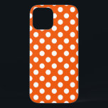 White polka dots on orange iPhone 12 case<br><div class="desc">White polka dots on orange</div>