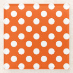 White polka dots on orange glass coaster<br><div class="desc">White polka dots on orange</div>