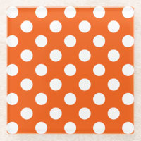 White polka dots on orange