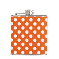 White polka dots on orange
