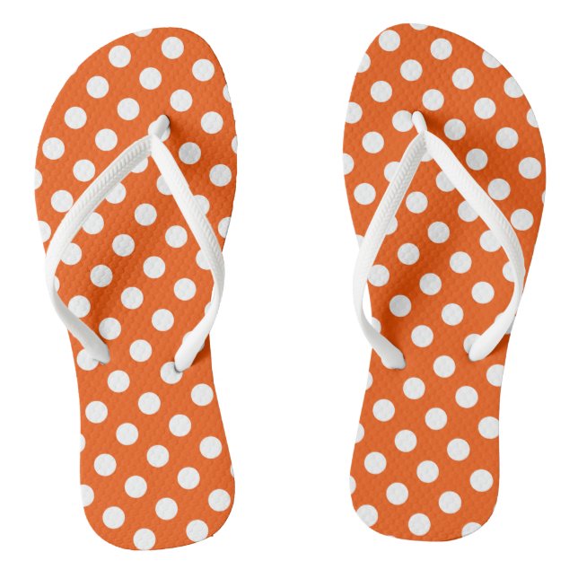 White polka dots on orange jandals (Footbed)