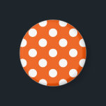 White polka dots on orange magnet<br><div class="desc">White polka dots on orange</div>