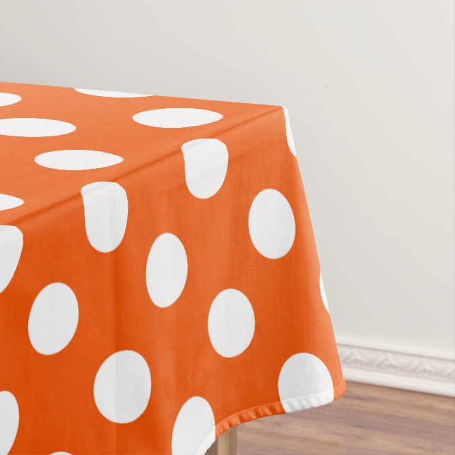White polka dots on orange tablecloth (In Situ)