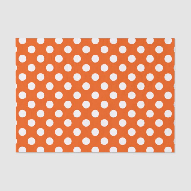 White polka dots on orange tissue paper (Front)
