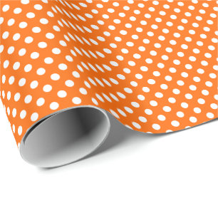 White Polka Dots on Orange Wrapping Paper