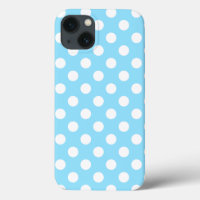 White polka dots on pale blue Case-Mate iPhone cas