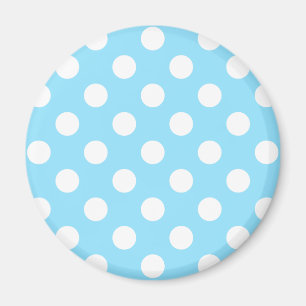 White polka dots on pale blue magnet