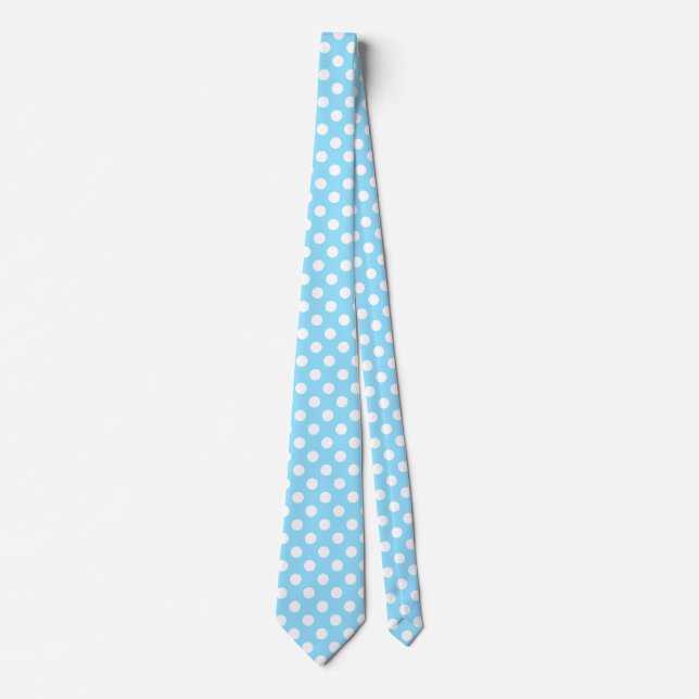 White polka dots on pale blue tie (Front)