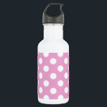White polka dots on pale pink 532 ml water bottle<br><div class="desc">White polka dots on pale pink</div>