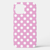 White polka dots on pale pink