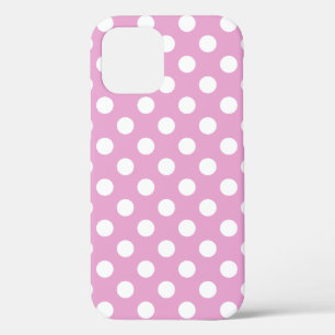 White polka dots on pale pink iPhone 12 case