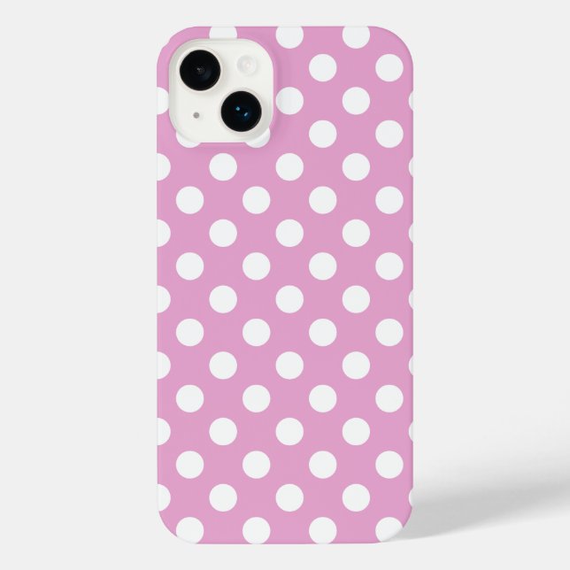 White polka dots on pale pink iPhone case (Back)