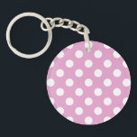 White polka dots on pale pink key ring<br><div class="desc">White polka dots on pale pink</div>