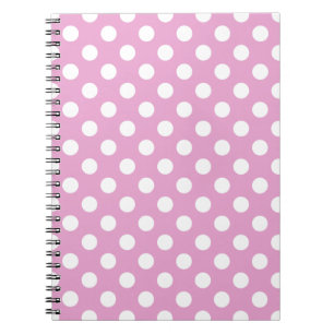 White polka dots on pale pink spiral notebook