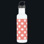 White polka dots on peach 710 ml water bottle<br><div class="desc">White polka dots on peach</div>