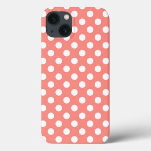 White polka dots on peach Case-Mate iPhone case