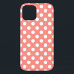 White polka dots on peach iPhone 12 case<br><div class="desc">White polka dots on peach</div>