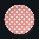 White polka dots on peach paper plate<br><div class="desc">White polka dots on peach</div>