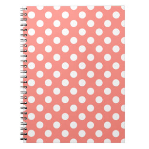 White polka dots on peach spiral notebook