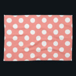White polka dots on peach tea towel<br><div class="desc">White polka dots on peach</div>