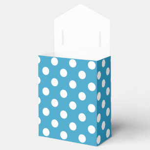 White Polka Dots on Peacock Blue Background Favour Box