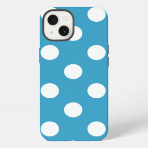 White Polka Dots on Peacock Blue Background iPhone 13 Case