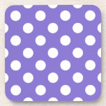 White polka dots on periwinkle coaster<br><div class="desc">White polka dots on periwinkle</div>